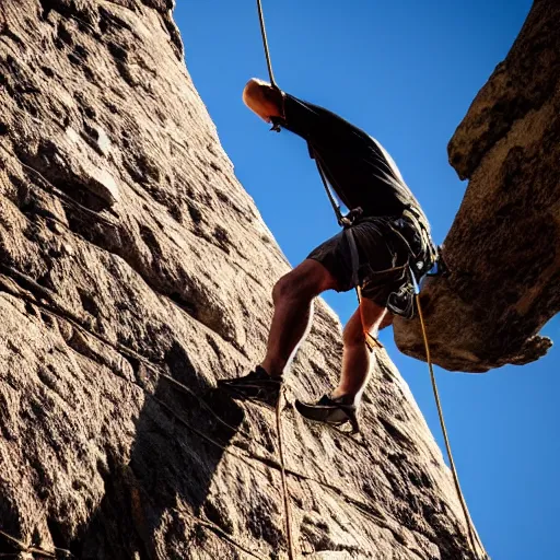 Image similar to a photo of an old man climbing