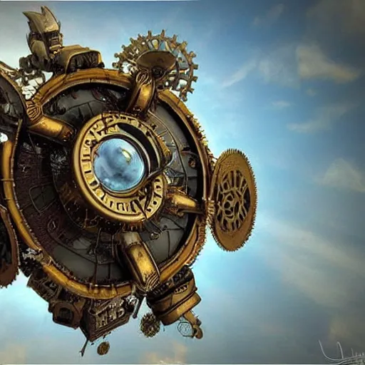 Image similar to flying city in a metal flower, sky, steampunk!!!, fantasy art, steampunk, masterpiece, octane