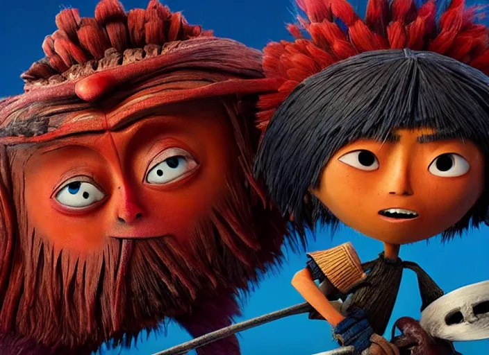 Image similar to A very high resolution image from a new movie, stop motion, Animated film Kubo, Kubo and the Two Strings, directed by wes anderson