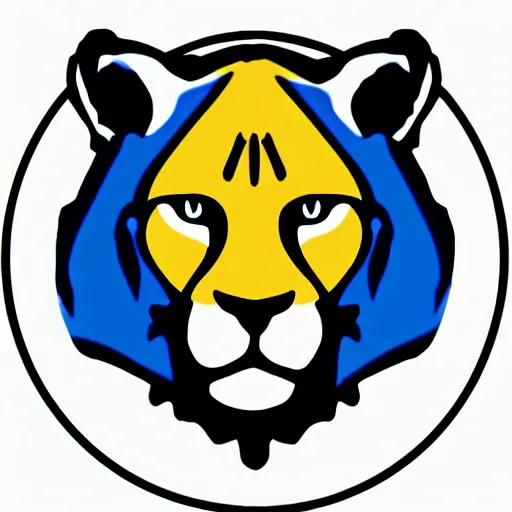 Prompt: blue and yellow icon of a cougar