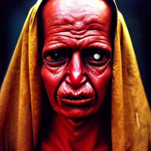 Image similar to uhd photorealisitc candid photo of satan. correct costume. correct face, accurate face. photo by annie leibowitz and steve mccurry