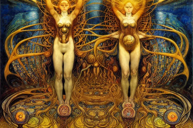 Image similar to Divine Chaos Engine by Karol Bak, Jean Delville, William Blake, Gustav Klimt, and Vincent Van Gogh, symbolist, visionary