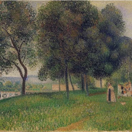 Prompt: painting designed by camille pissarro