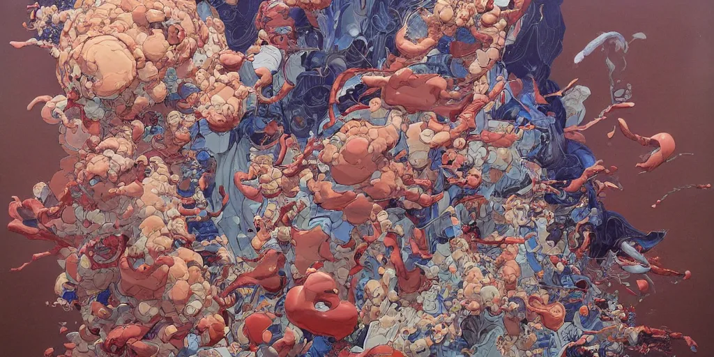 Image similar to gigantic oil painting art by james jean and katsuhiro otomo and moebius, inspired by akira, smooth texture, intricate oil painting, high detail illustration, sharp high detail, 1 9 9 9