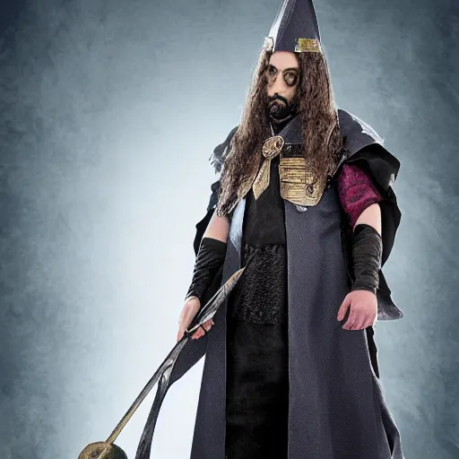 Prompt: a photorealistic male wearing wizard outfit, sharp focus, photograph