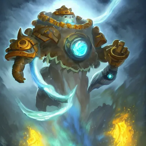 Prompt: air elemental giant golem, air and tornado theme, hearthstone art style, epic fantasy card game art