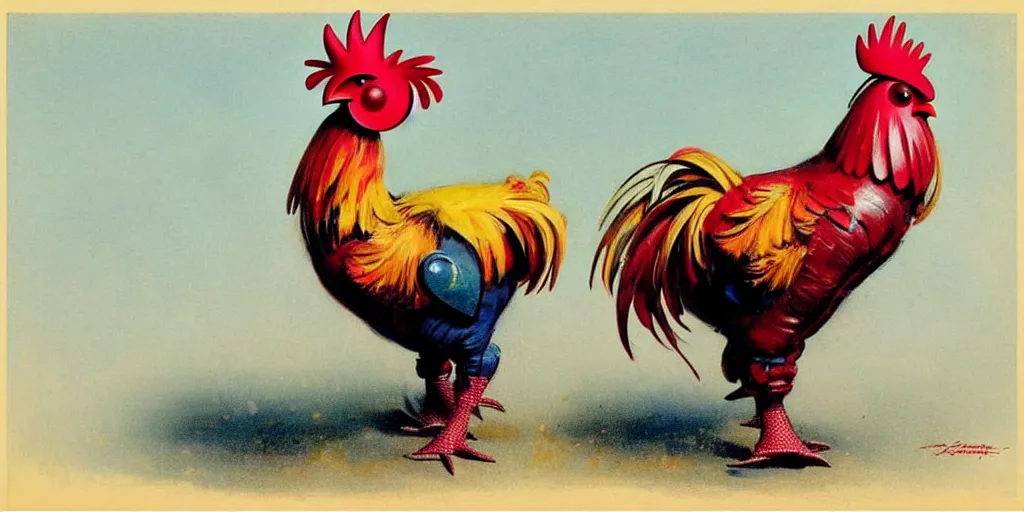 Image similar to ( ( ( ( ( 1 9 5 0 s retro future robot rooster. colourful. ) ) ) ) ) by jean - baptiste monge!!!!!!!!!!!!!!!!!!!!!!!!!!!!!!