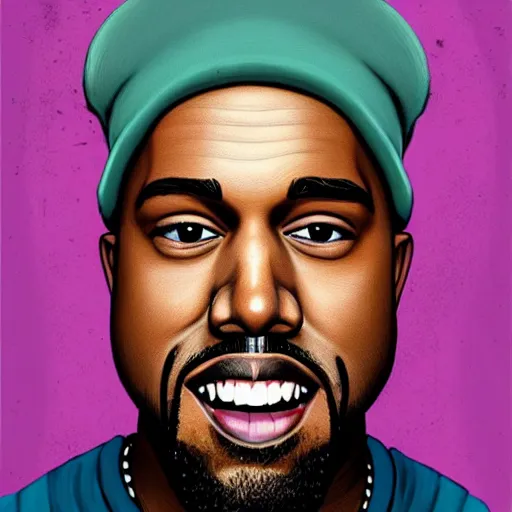 Prompt: portrait of kanye west as pete davidson, art by joe mudureira + Tim Shumate + Ross Tran