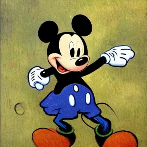 Image similar to mickey mouse painted by vincent van gogh, oil - on - canvas, highly detailed, 8 k