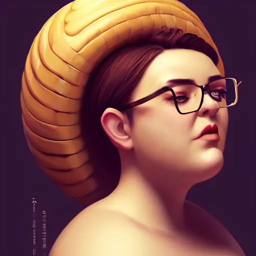 Prompt: portrait of a ((heavy)) (stocky) gorgeous beautiful beautiful woman with a bundt bundt pan face, greek romanian, glasses, wide shot, digital art, detailed detailed,no chin , 8k, trending on artstation