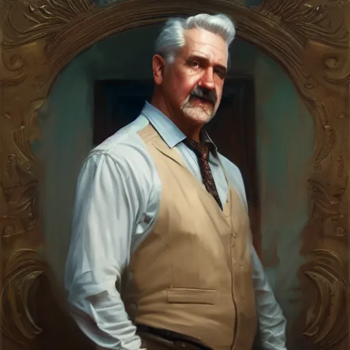 Image similar to a portrait painting of dai vernon in the oil painting unreal 5 daz. rpg portrait, extremely detailed artgerm greg rutkowski alphonse mucha vladimir volegov