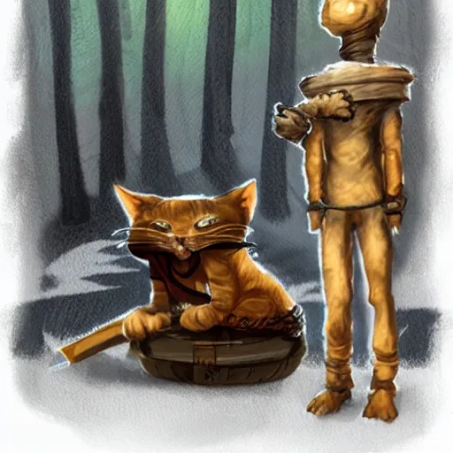 Prompt: humanoid homeless cat, concept art, d & d, fantasy