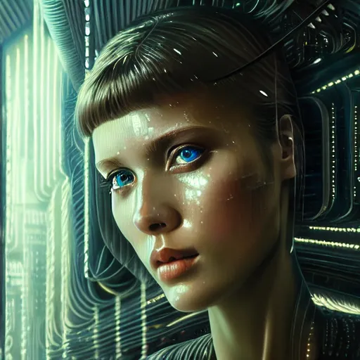 Prompt: ultra realist intricate detailed painting of a female upclose in a room full of cryo pods, blade runner, sci - fi, very intricate details, 8 k resolution, volumetric lighting, artstyle hiraku tanaka, award winning