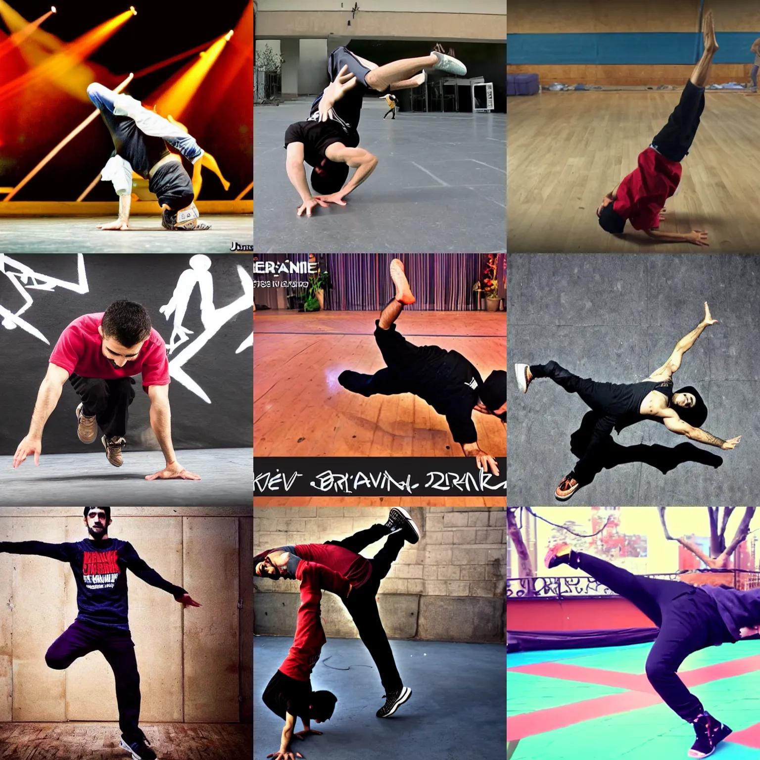 Prompt: breakdancer gev manoukian - break dancing, joga a break dance, breakdancing skills
