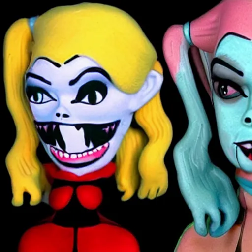 Prompt: Harley Quinn in the style of Tim Burton, Harley Quinn, Claymation, Tim Burton,