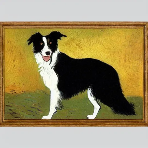 Prompt: Painting of a Border Collie by van Gogh