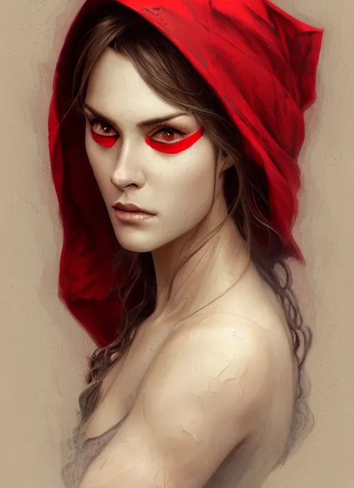 Prompt: symmetry!! red riding hood, machine parts embedded into face, intricate, elegant, highly detailed, digital painting, artstation, concept art, smooth, sharp focus, illustration, art by artgerm and greg rutkowski and alphonse mucha, 8 k