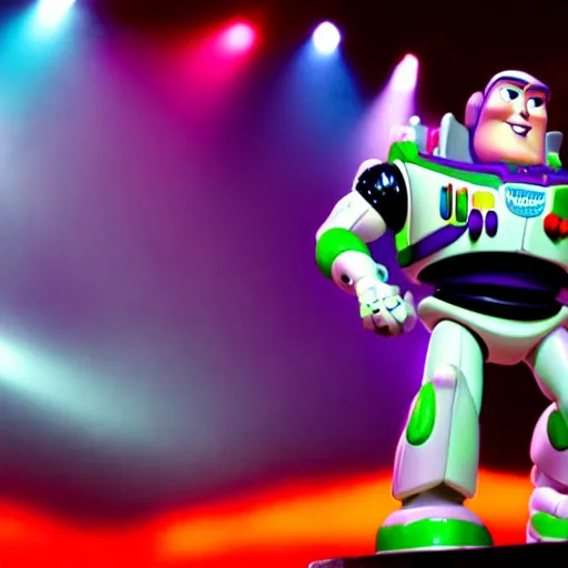 Image similar to buzz lightyear performing on his yeezus tour