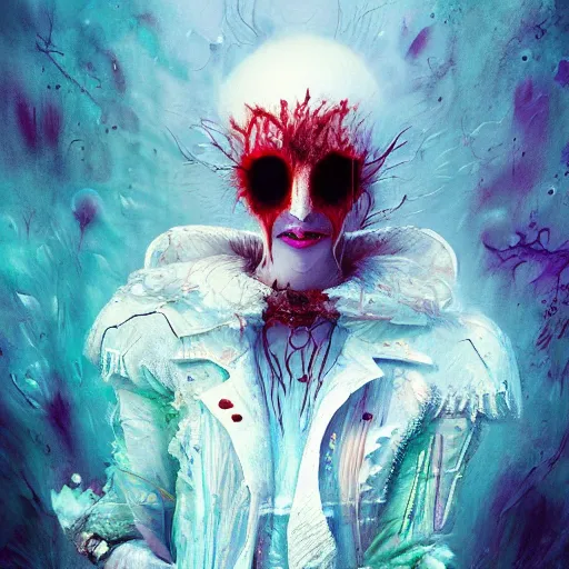 Prompt: Beautiful Fear and Loathing Vampire in Wonderland, new age fantasy art by Seb McKinnon and Nekro and Christopher Balaskas, unstirred paint, vivid color, cgsociety 4K