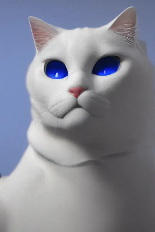 Image similar to a white cat with blue eyes wearing a red formal overcoat, hyperrealistic, concept art, octane render, unreal engine 5, realistic and defined face, profile picture, digital art, pixar and disney style, symmetrical, high quality, highly detailed, high coherence, path traced, house background, low contrast, beautiful, elegant clothes