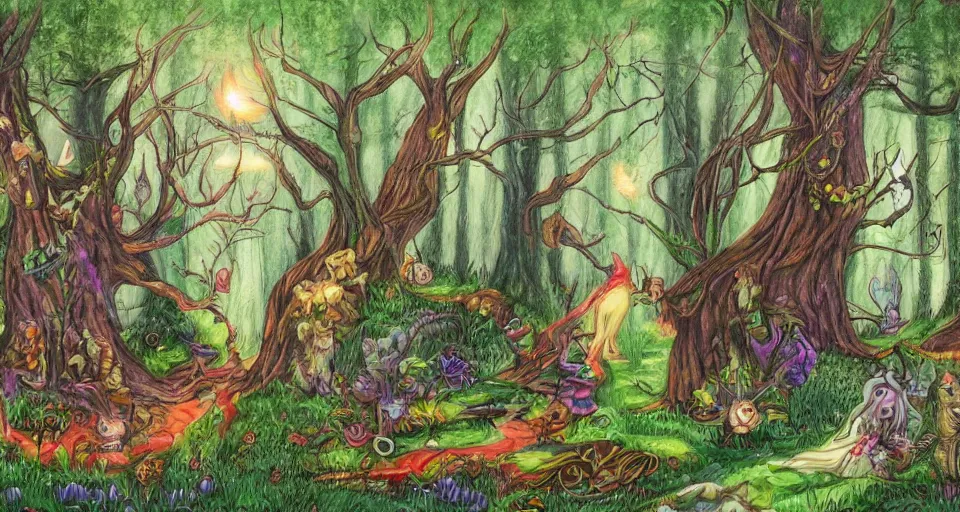 Image similar to Enchanted and magic forest, by schizophrenia patient