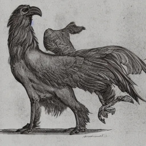 Image similar to a raven and horse chimera