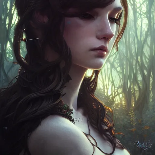 Prompt: Portrait of cat in forest, D&D, dark fantasy, intricate, elegant, highly detailed, digital painting, artstation, concept art, smooth, sharp focus, illustration, art by artgerm and greg rutkowski and alphonse mucha