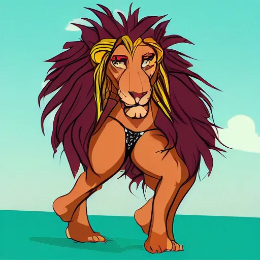 Image similar to profile picture of gambling lion bikini concept art, lofi