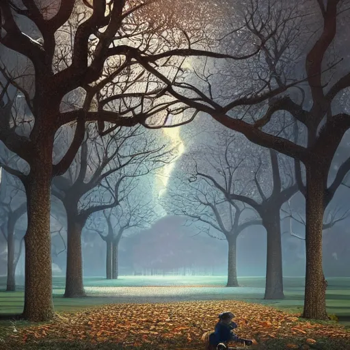 Image similar to The tree-lined avenue Begins to fade from view, Drowning past regrets In tea and cigarettes, artstation, cgsociety