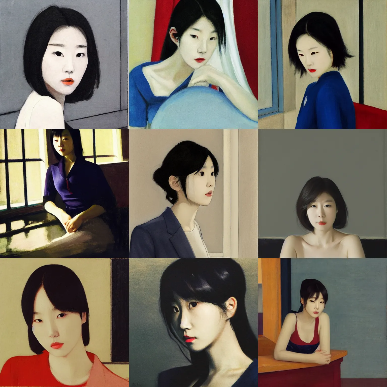 Prompt: lee jin - eun by edward hopper, rule of thirds, seductive look, beautiful
