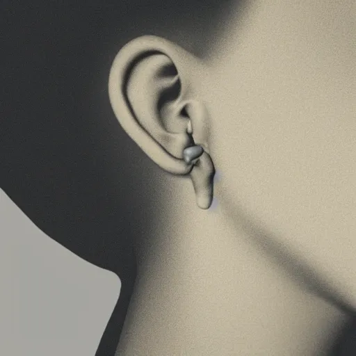 Prompt: an ear loop of woman, close up, subsurface scattering