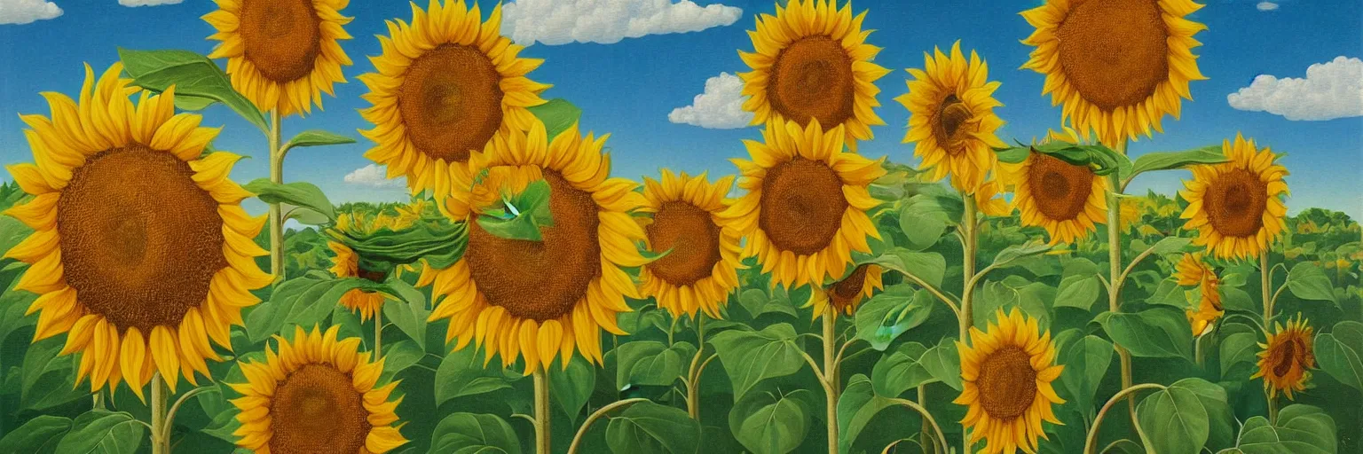 Prompt: sunflower painting magritte