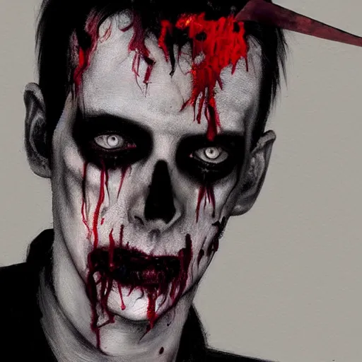 Prompt: color head portrait of young peter murphy from bauhaus as a zombie with black bat wings, 7 days to die zombie, gritty background, fine art, award winning, intricate, elegant, sharp focus, cinematic lighting, digital painting, 8 k concept art, art by michael hussar, art by brom, art by guweiz and z. w. gu, 8 k