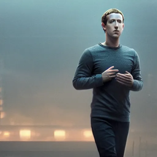 Image similar to epic movie still of mark zuckerberg in blade runner 2 0 4 9