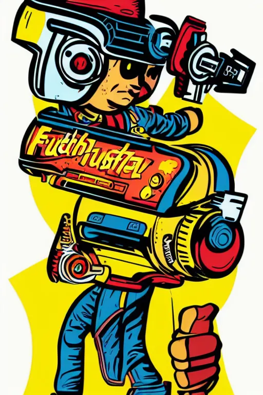 Image similar to fallout 7 6 retro futurist illustration art by butcher billy, sticker, colorful, illustration, highly detailed, simple, smooth and clean vector curves, no jagged lines, vector art, smooth andy warhol style