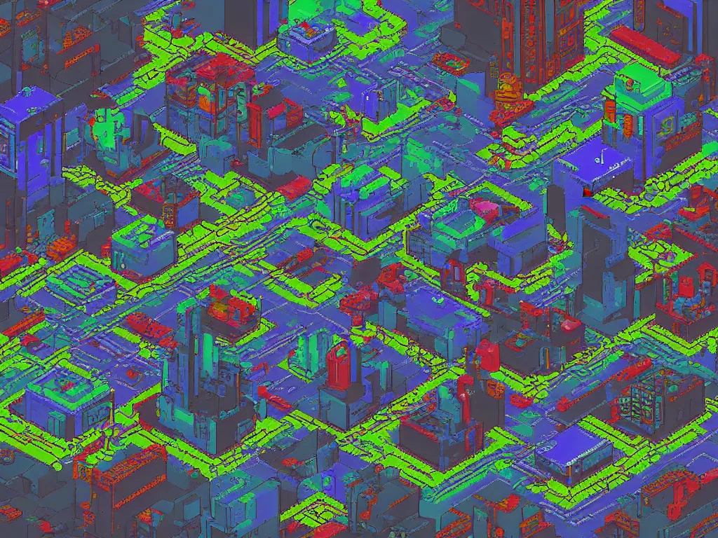 Image similar to 16-bit cyberpunk landscape, pixel art