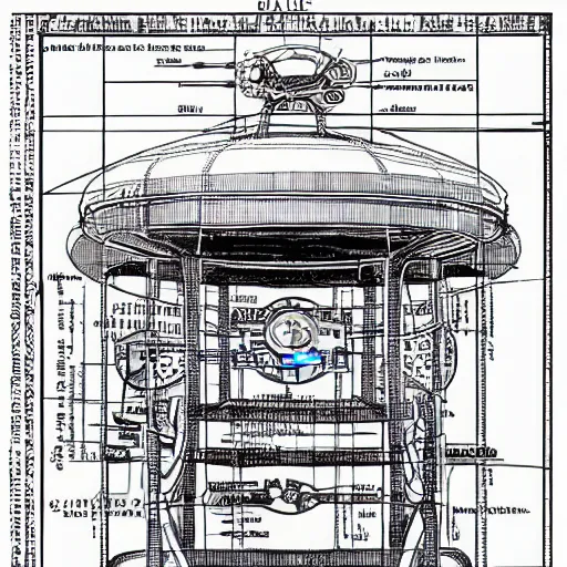 Prompt: blueprint of a time machine, detailed