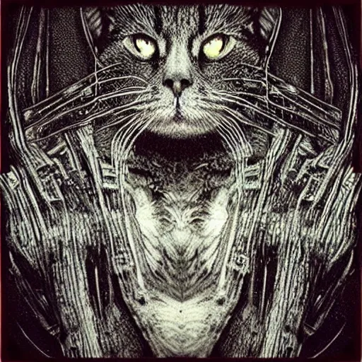 Prompt: “ a cat in the style of hr giger ”