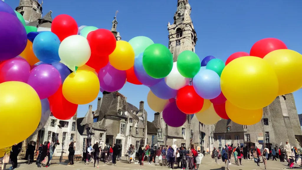 Image similar to photo of bretagne with giant birthday balloons