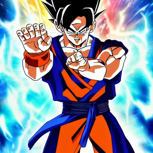 Image similar to a dragonball character behing the fusion of son goku and freezer