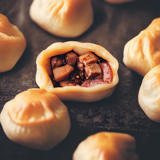 Image similar to mouthwatering char siu bao, food photography