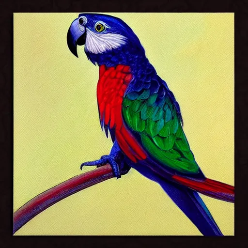 Image similar to a beautiful painting of a parrot by audrey kawaski, art nouveau, japanese manga, artstation, 8K, very detailed