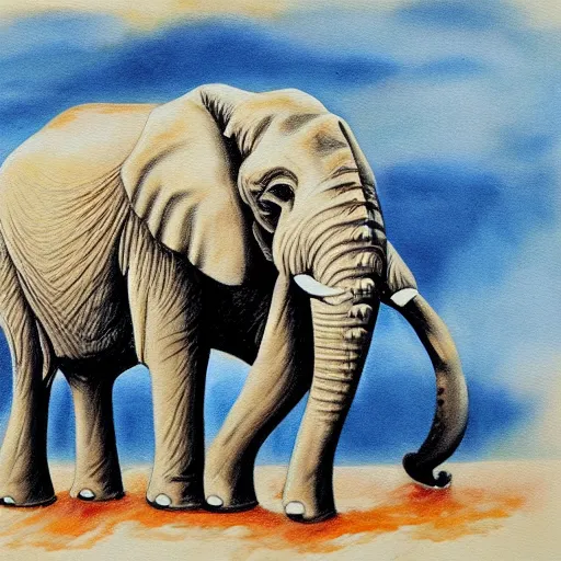 Image similar to painting of elephant in the style of Maria Prymachenko