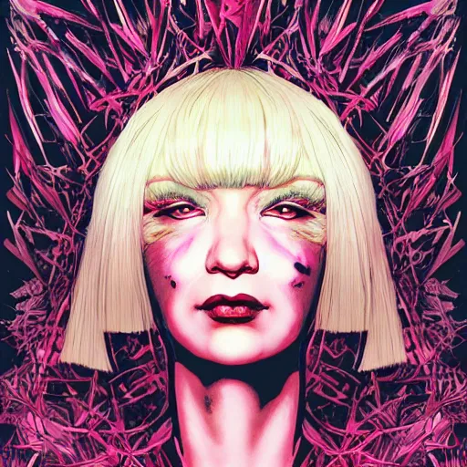 Image similar to portrait of crazy beautiful singer sia kate isobelle furler, ymmetrical, by yoichi hatakenaka, masamune shirow, josan gonzales and dan mumford, ayami kojima, takato yamamoto, barclay shaw, karol bak, yukito kishiro