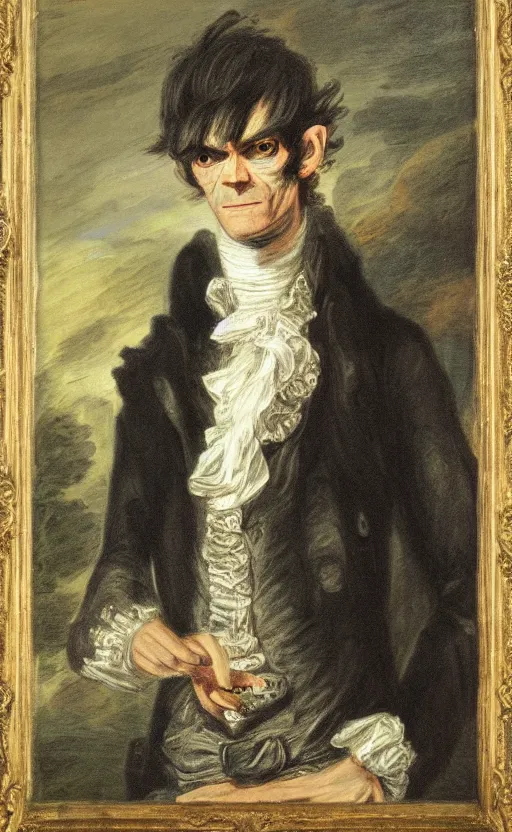 Image similar to Murdoc Niccals, painting by Thomas Gainsborough, full body