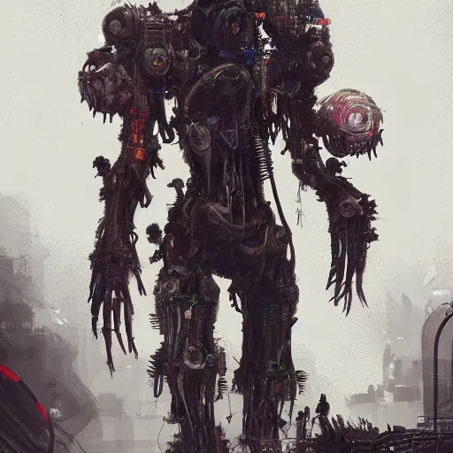 Prompt: biopunk monster, by Ismail Inceoglu, mechanical animal, machine, illustration, realistic, hybrid, detailed, complex, concept art, 4K