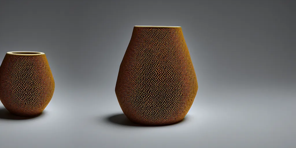 Prompt: strange honeycomb vase design by tomas gabzdil libertiny, product design, film still from the movie directed by denis villeneuve with art direction by zdzisław beksinski, telephoto lens, shallow depth of field