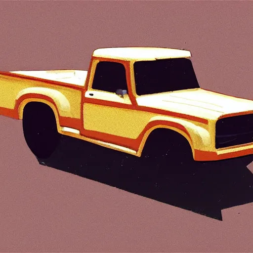 Prompt: flying pickup truck in the style of ralph mcquarrie