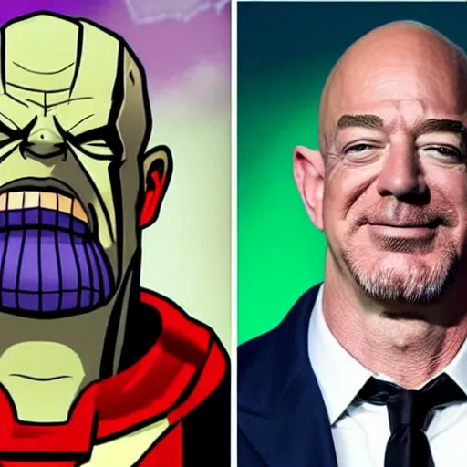 Image similar to Thanos as Jeff bezos from avengers