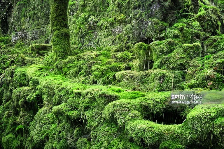 Image similar to varsai palace covered with moss inside a jungle